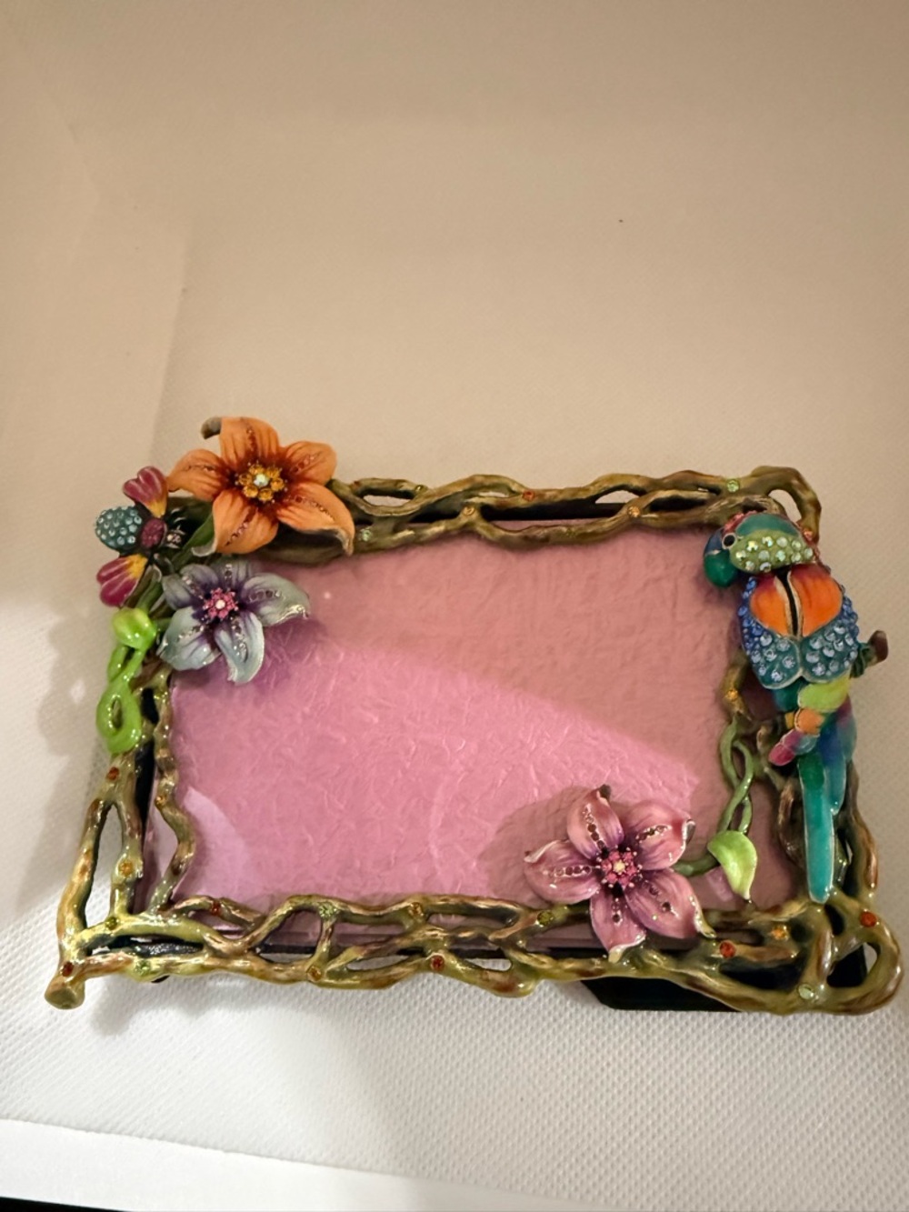 Rucinni Decorative Floral Parrot Picture Frame with Swarovski